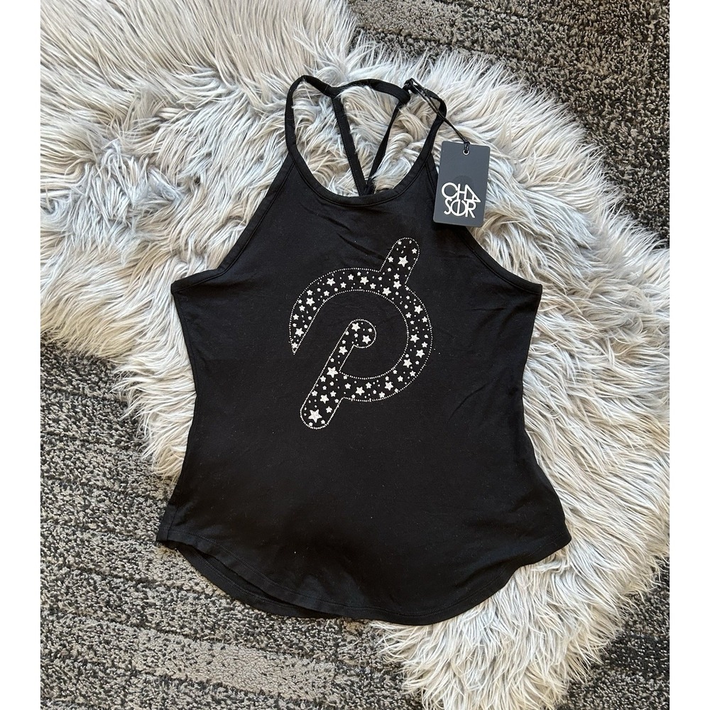 Chaser X Peloton Women's Black Tank Top With Strappy Racerback Straps Size Small